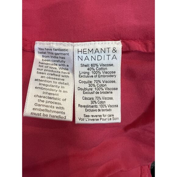 Revolve Hemant & Nandita Fusha Pink Indu Mini Dress, Floral NO Belt, Size XL - Picture 7 of 11